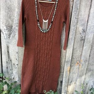 Anthropologie Rust Midi Dress